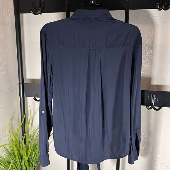 Michael Kors button down tie blouse navy blue size XS - Picture 7 of 12